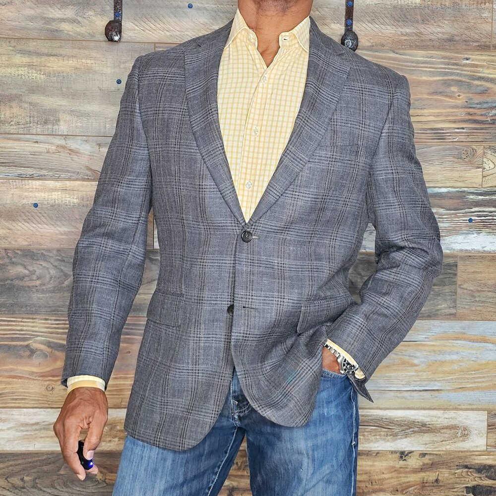 Jos. A. Bank Signature Collection Tailored Fit Wool Silk Linen Jacket Blazer 40R